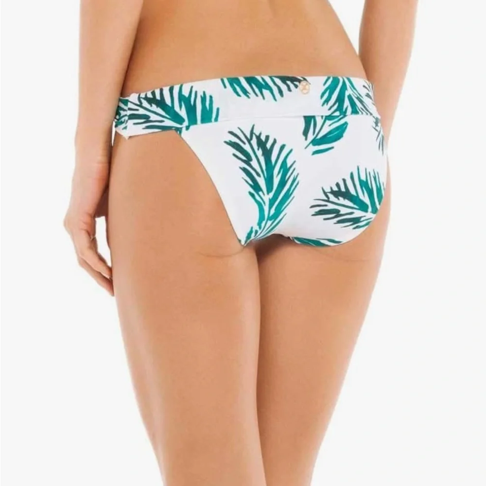 ViX Aloe Print Bia Tube Bikini Bottoms XS White Green Leaf NWT